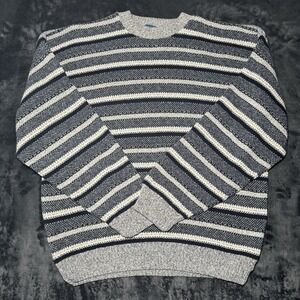 Vintage Towncraft Grandpa Sweater Mens‎ XL Cotton Stripe Geometric Knit Pullover